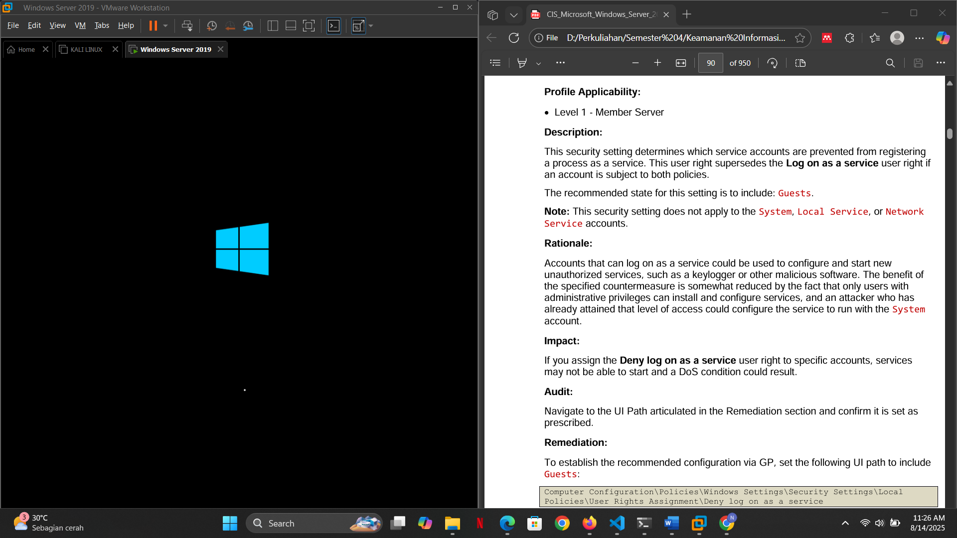 Windows Server Hardening (CIS Benchmark)